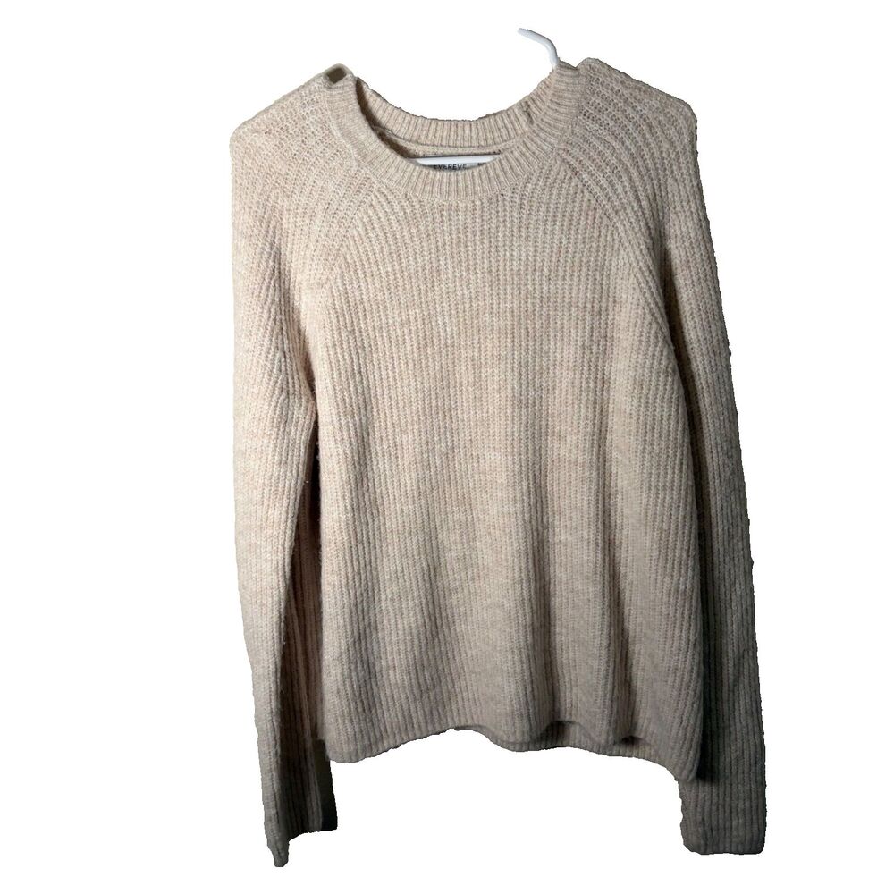 Evereve Sweater Women's XL Beige Round Neck Pullover Casual Knit Winter